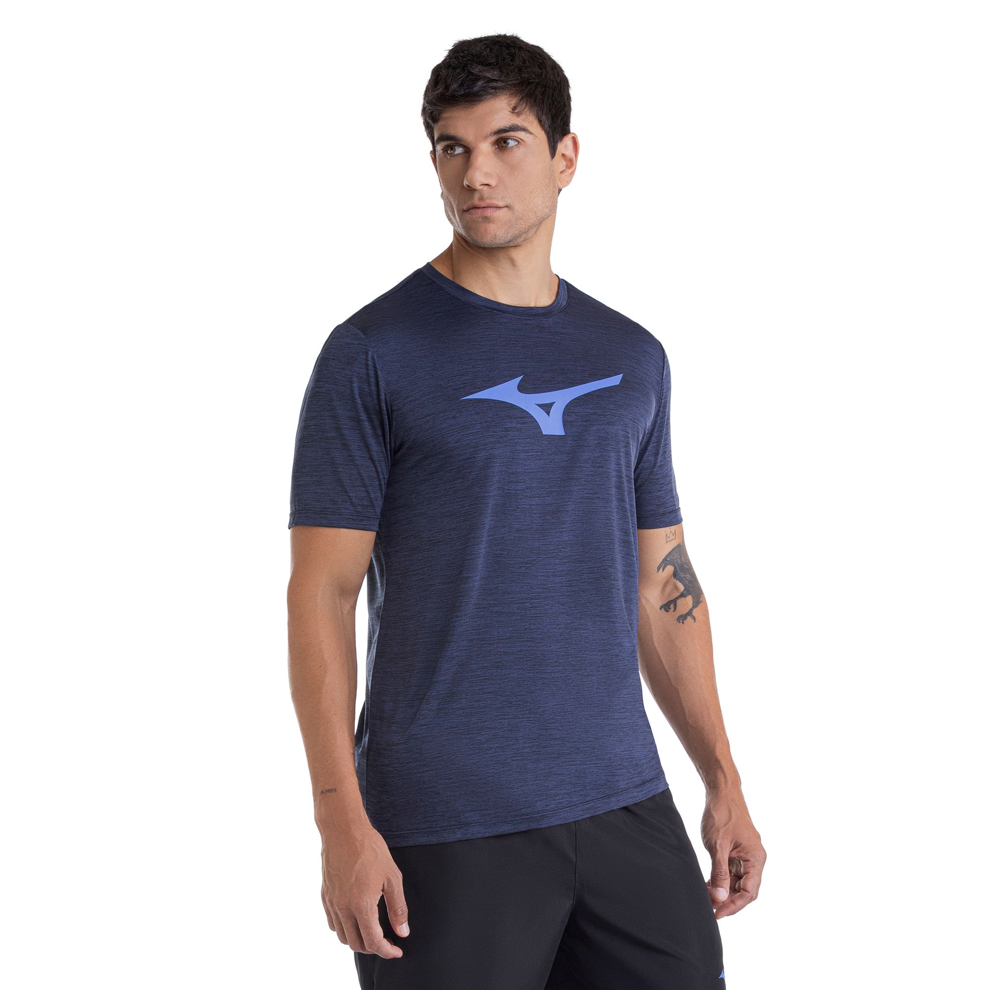 Camiseta de Corrida Mizuno Run Spark Mescla Masculina Azul 2
