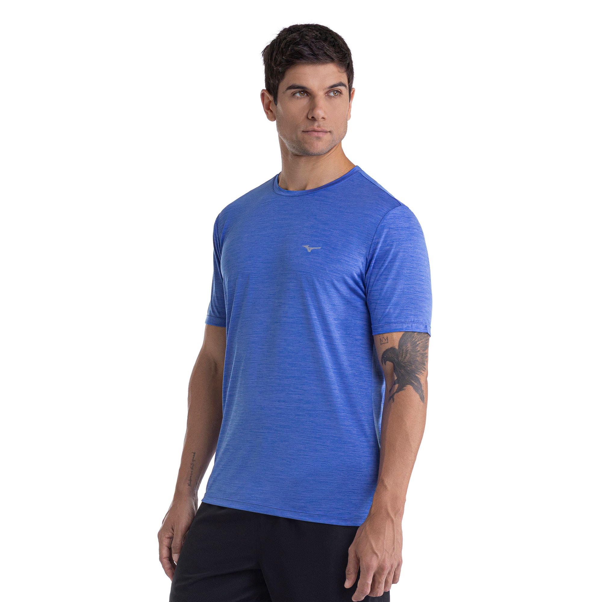 Camiseta de Corrida Mizuno Run Spark 2 Mescla Masculina Azul 2