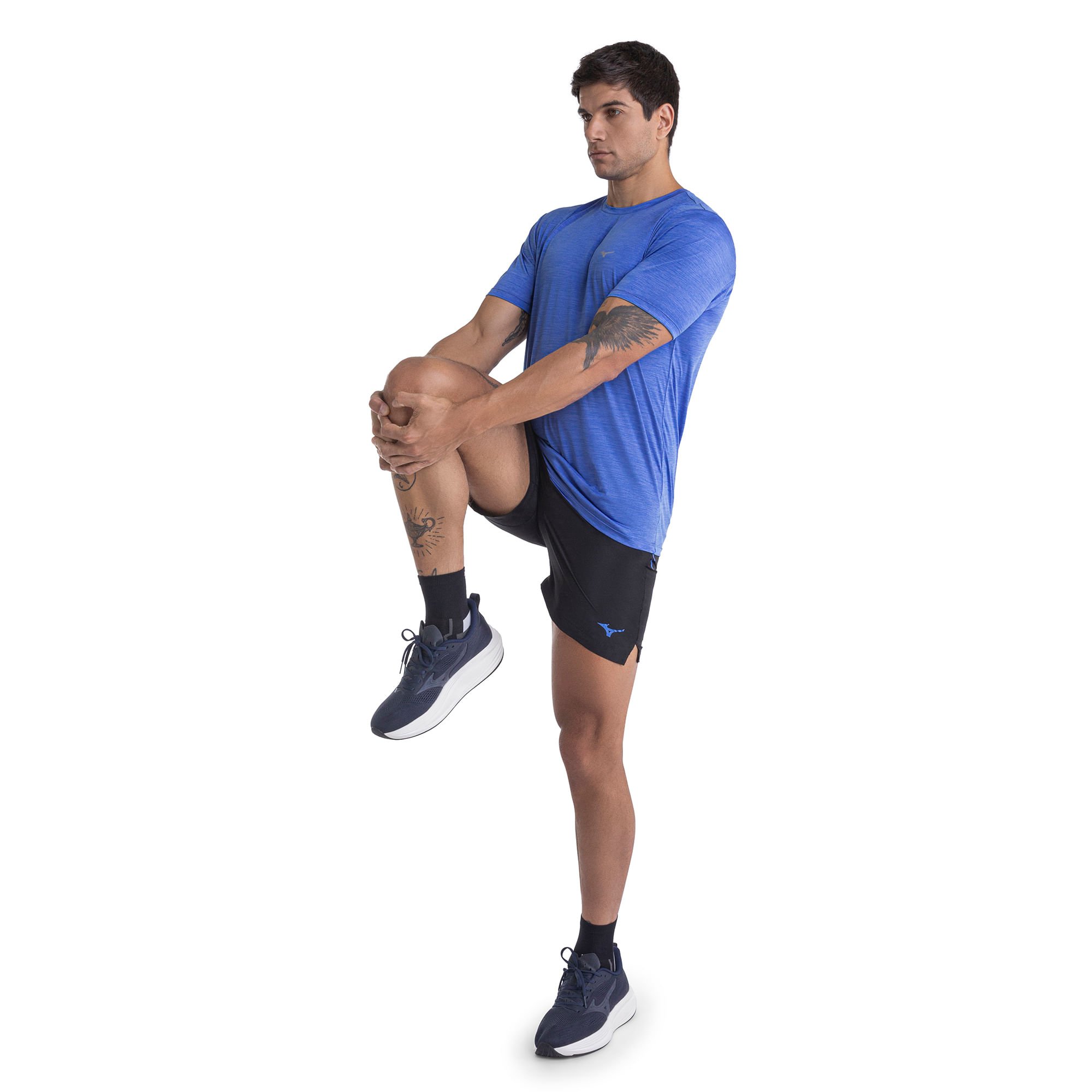 Camiseta de Corrida Mizuno Run Spark 2 Mescla Masculina Azul 4