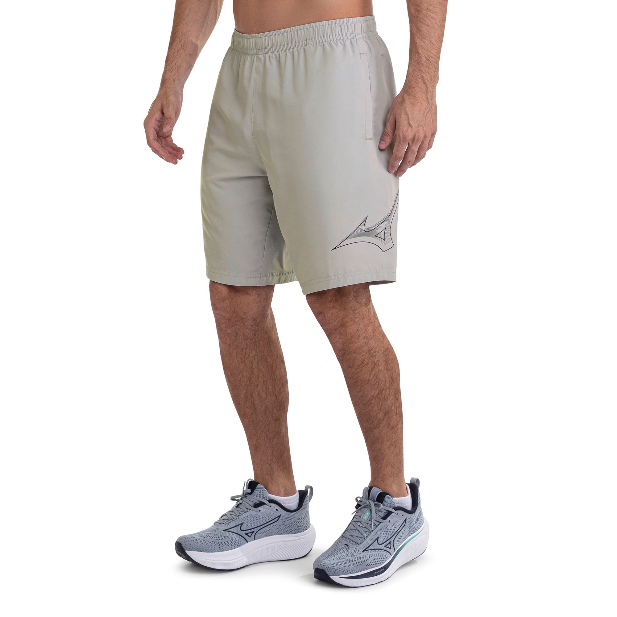 Bermuda de Treino Mizuno Run Bird Masculina Cinza 2
