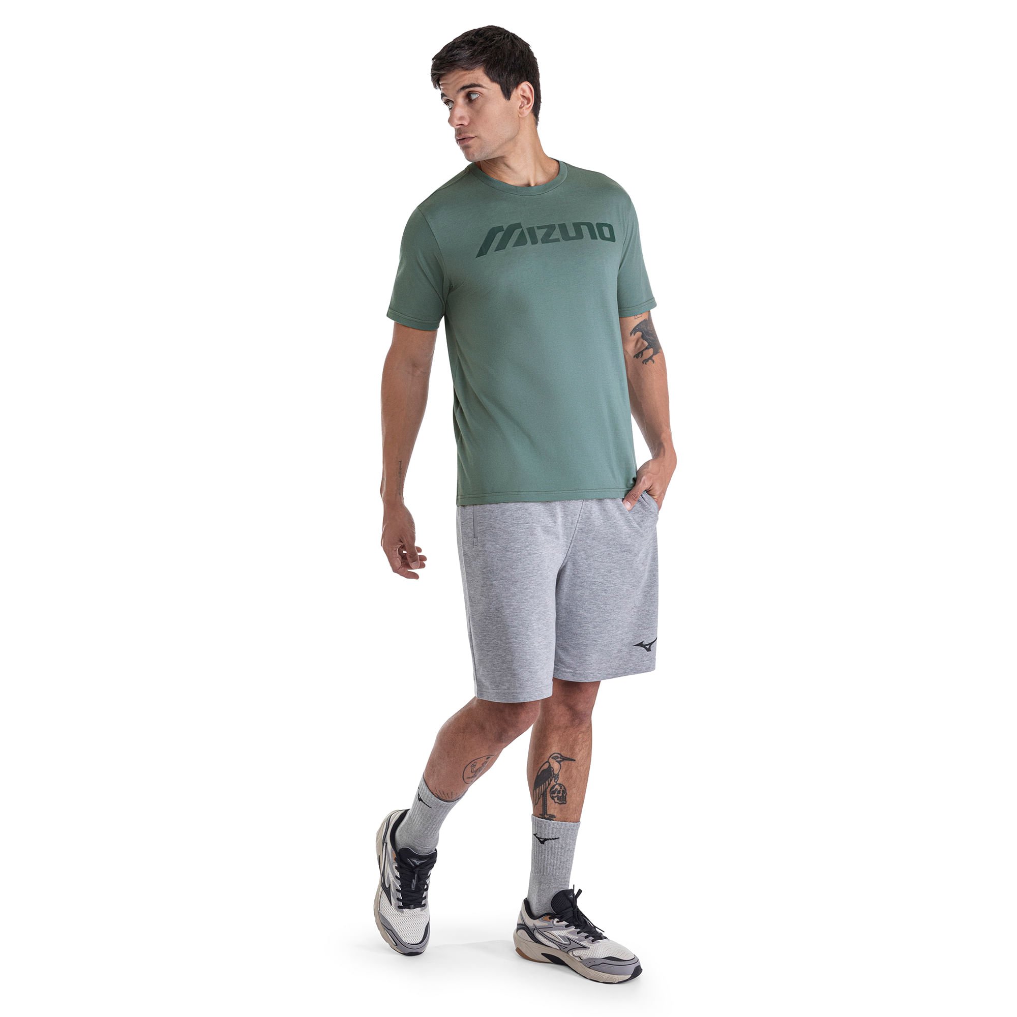 Camiseta Mizuno Big Logo Masculina Verde 5