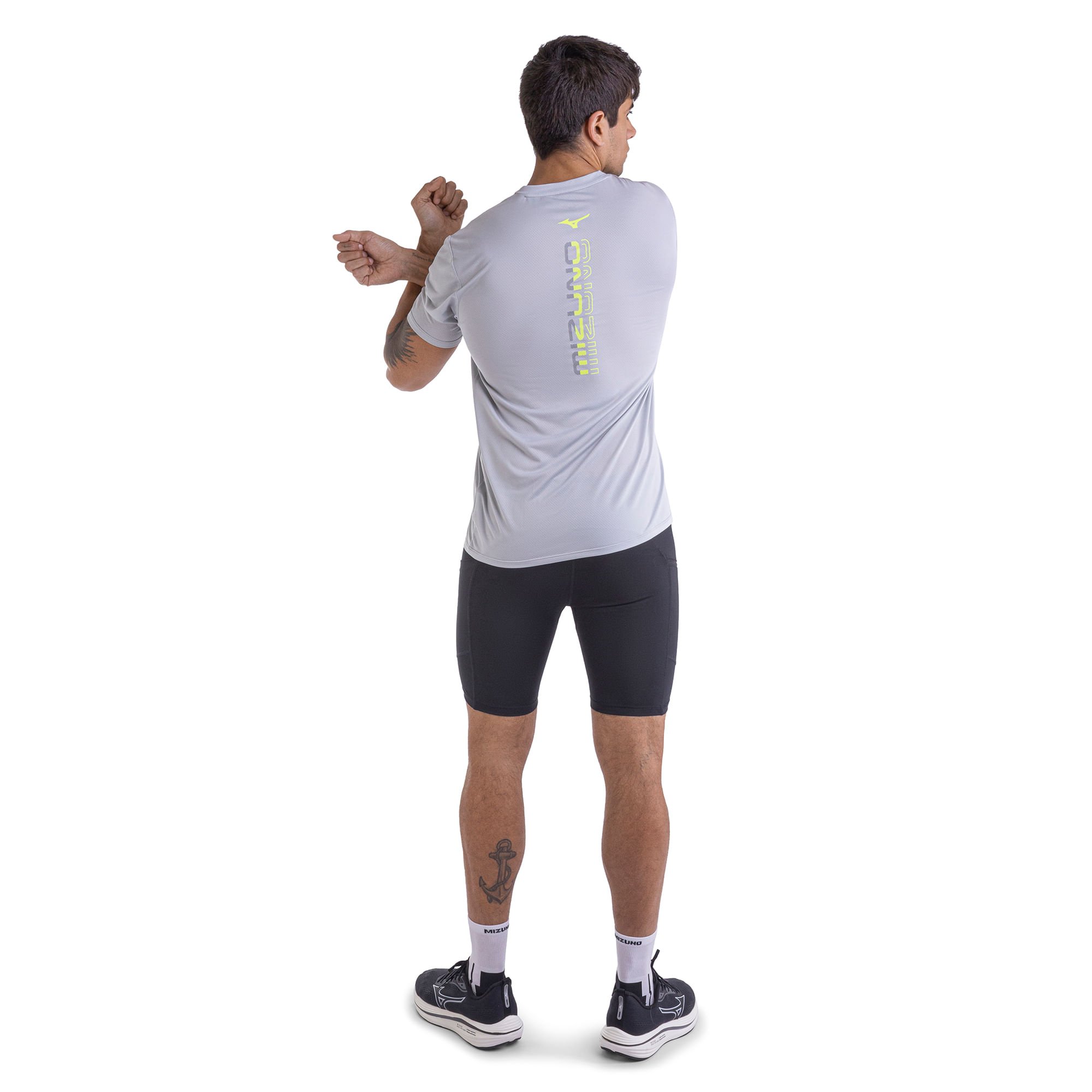 Camiseta de Corrida Mizuno Focus Stamp Cinza 4
