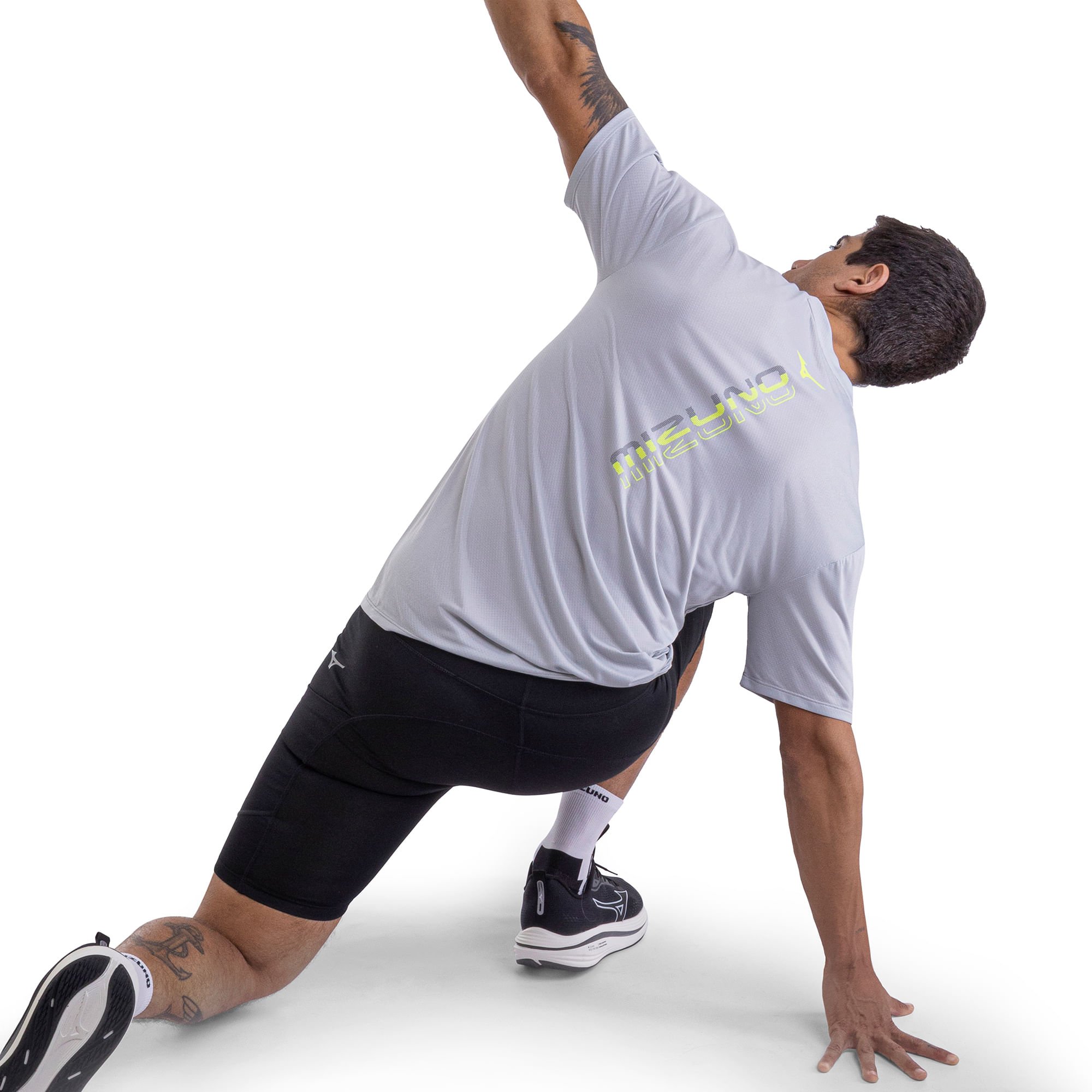 Camiseta de Corrida Mizuno Focus Stamp Cinza 5