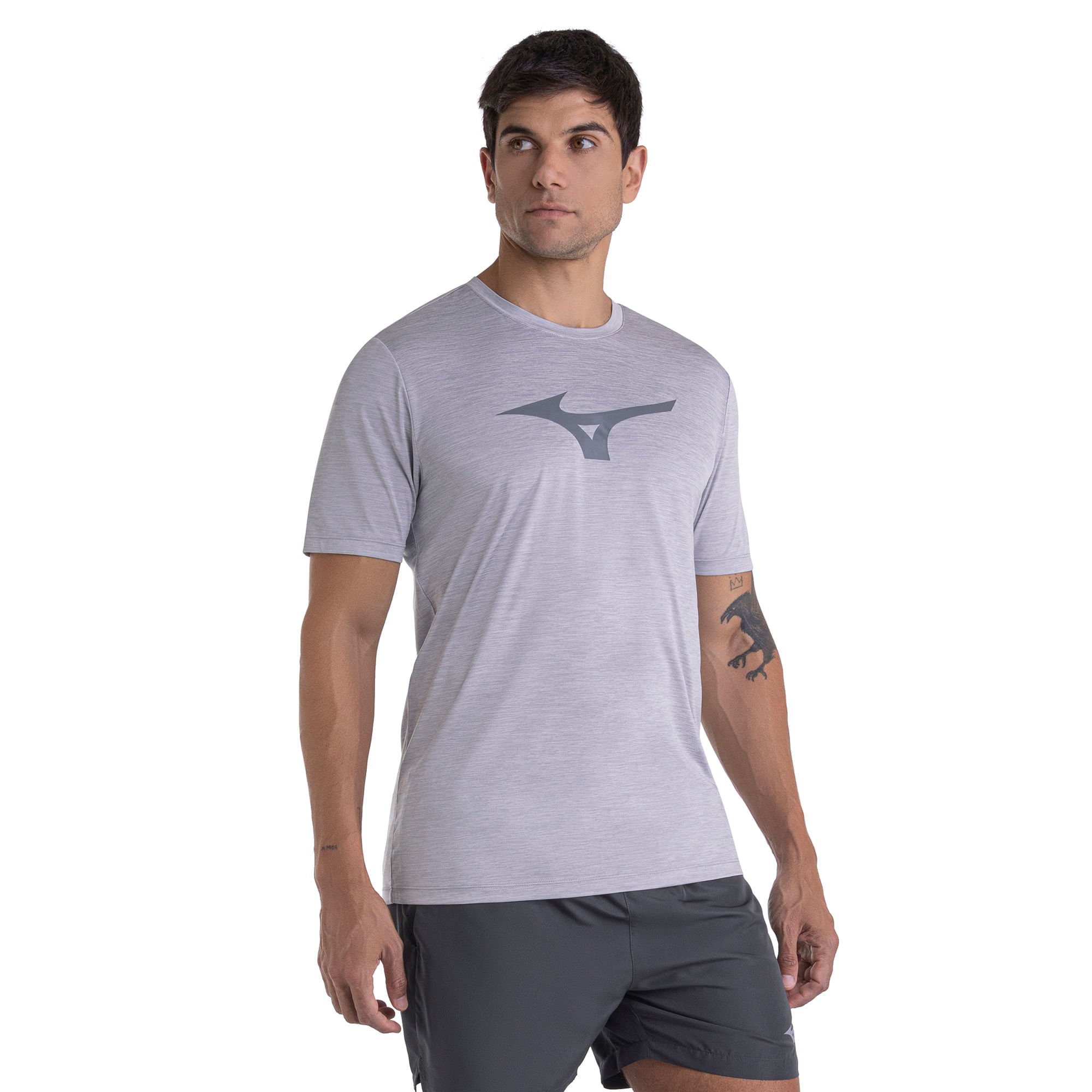 Camiseta de Corrida Mizuno Run Spark Mescla Cinza 2