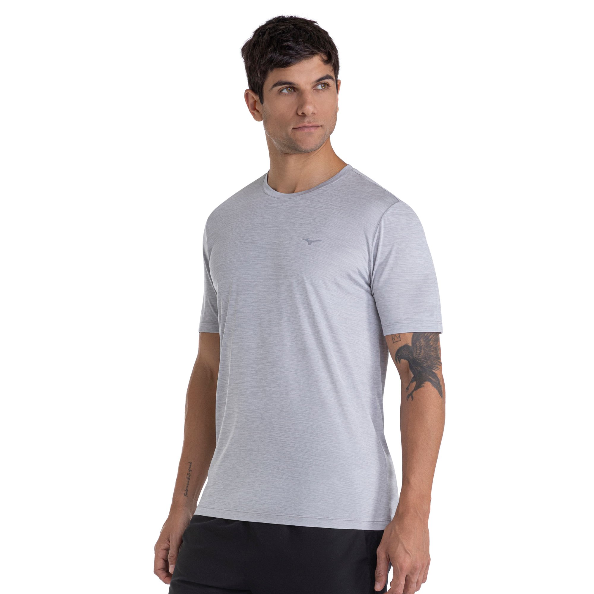 Camiseta de Corrida Mizuno Run Spark 2 Mescla Cinza 2