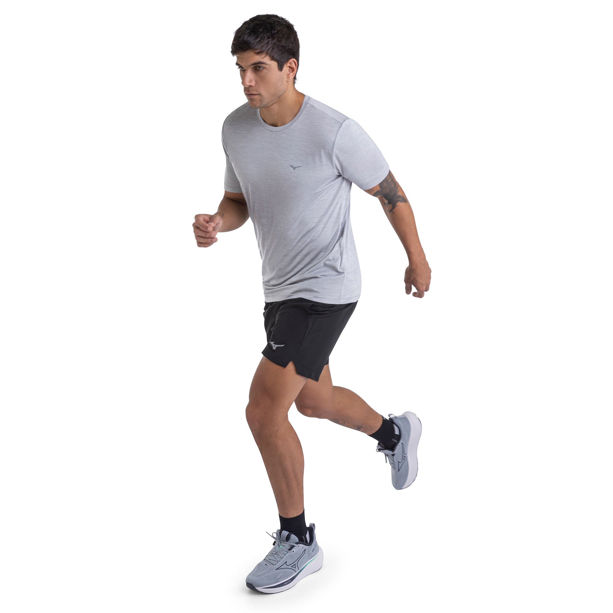 Camiseta de Corrida Mizuno Run Spark 2 Mescla Cinza 4