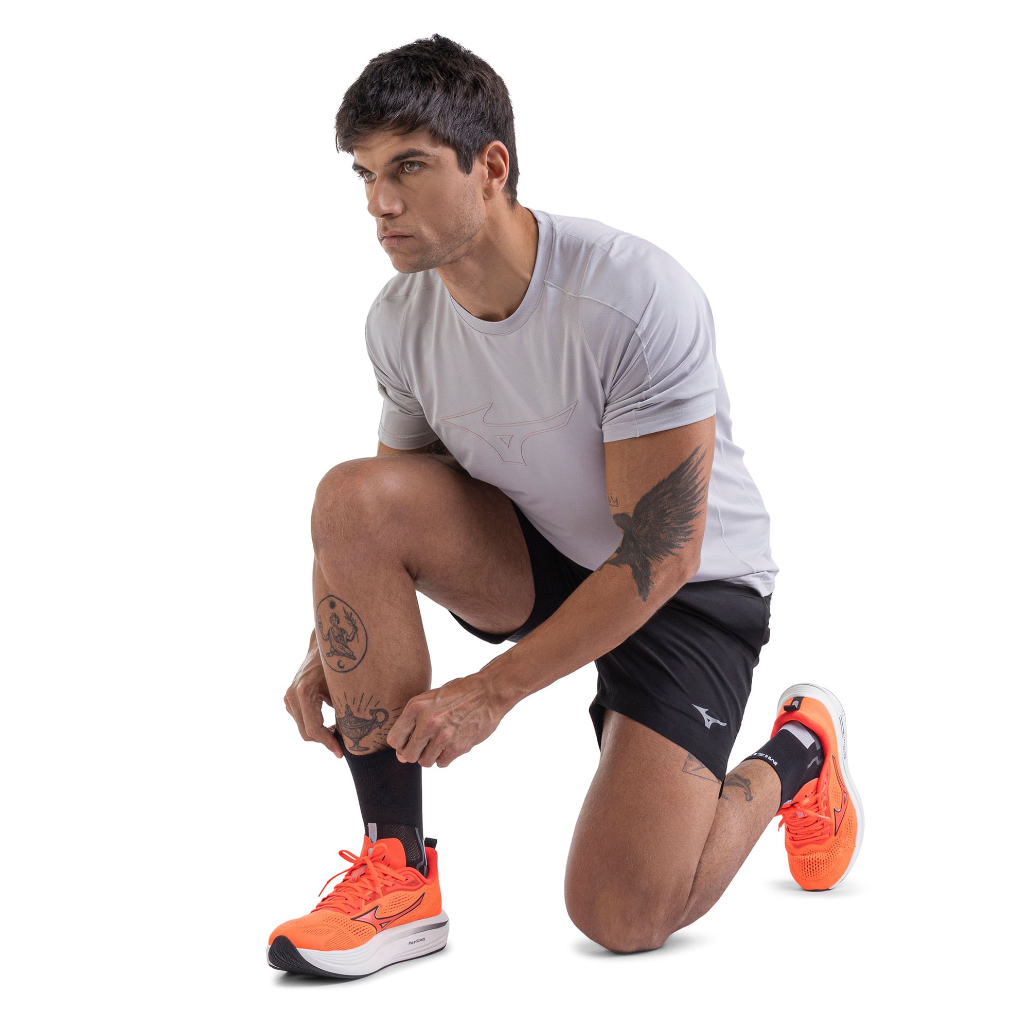 Camiseta de Corrida Mizuno Run Easy 5 Masculina Cinza 5