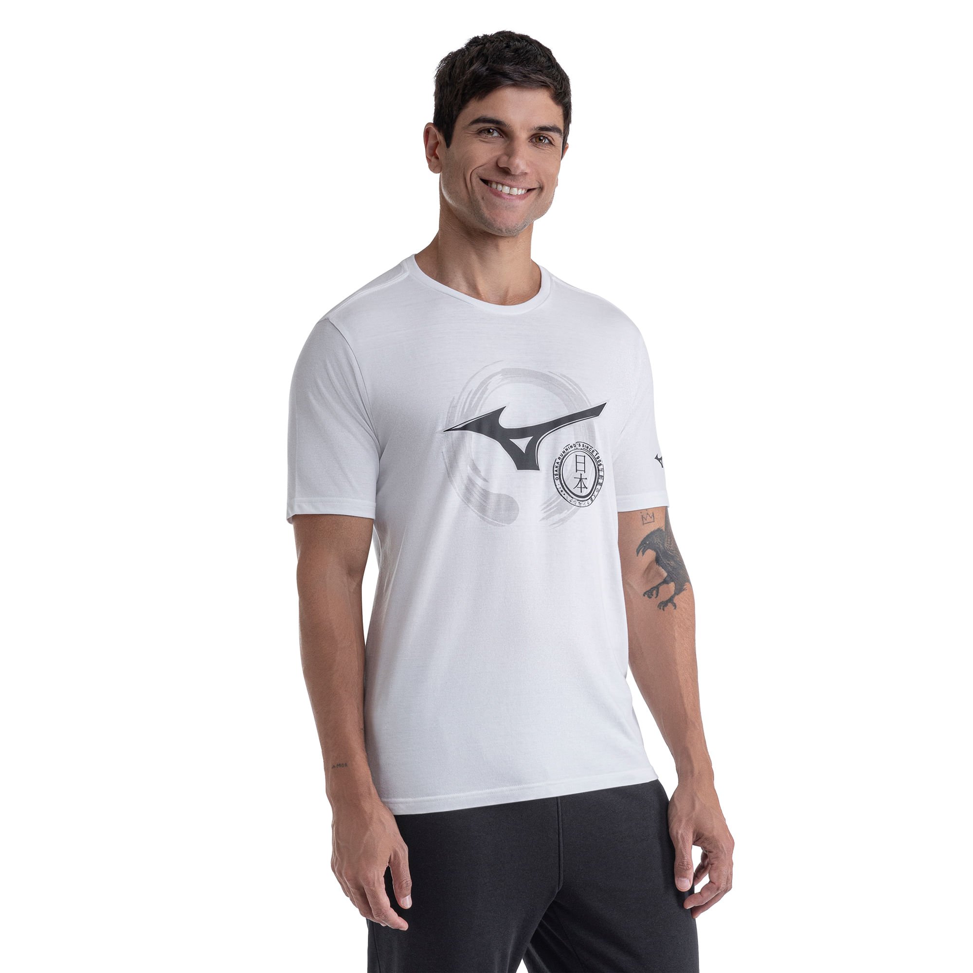 Camiseta Mizuno Stamp 2 Masculina Branco 2