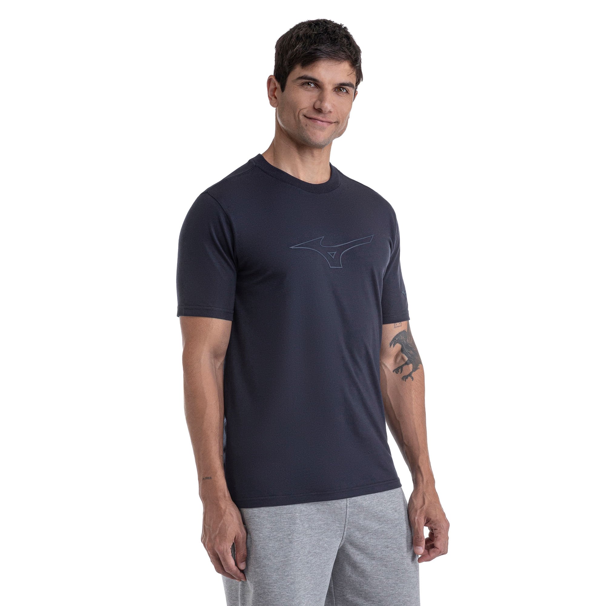 Camiseta Casual Mizuno Big Logo Masculina Azul 2