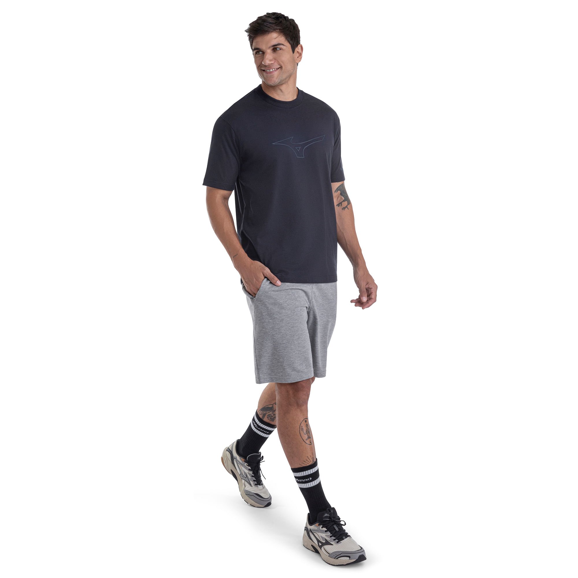Camiseta Casual Mizuno Big Logo Masculina Azul 5