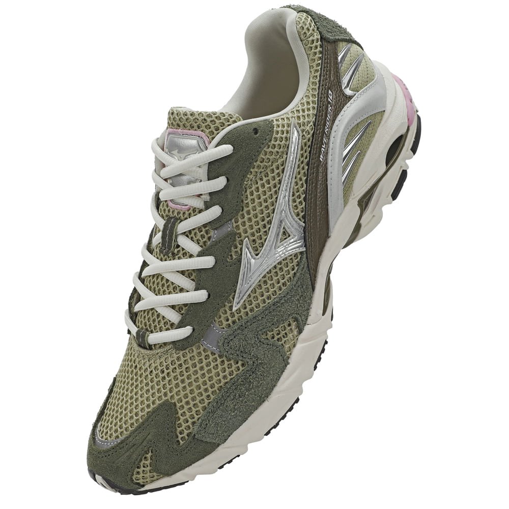 Tênis Casual Mizuno Wave Rider 10 Premium Verde/Bege 6