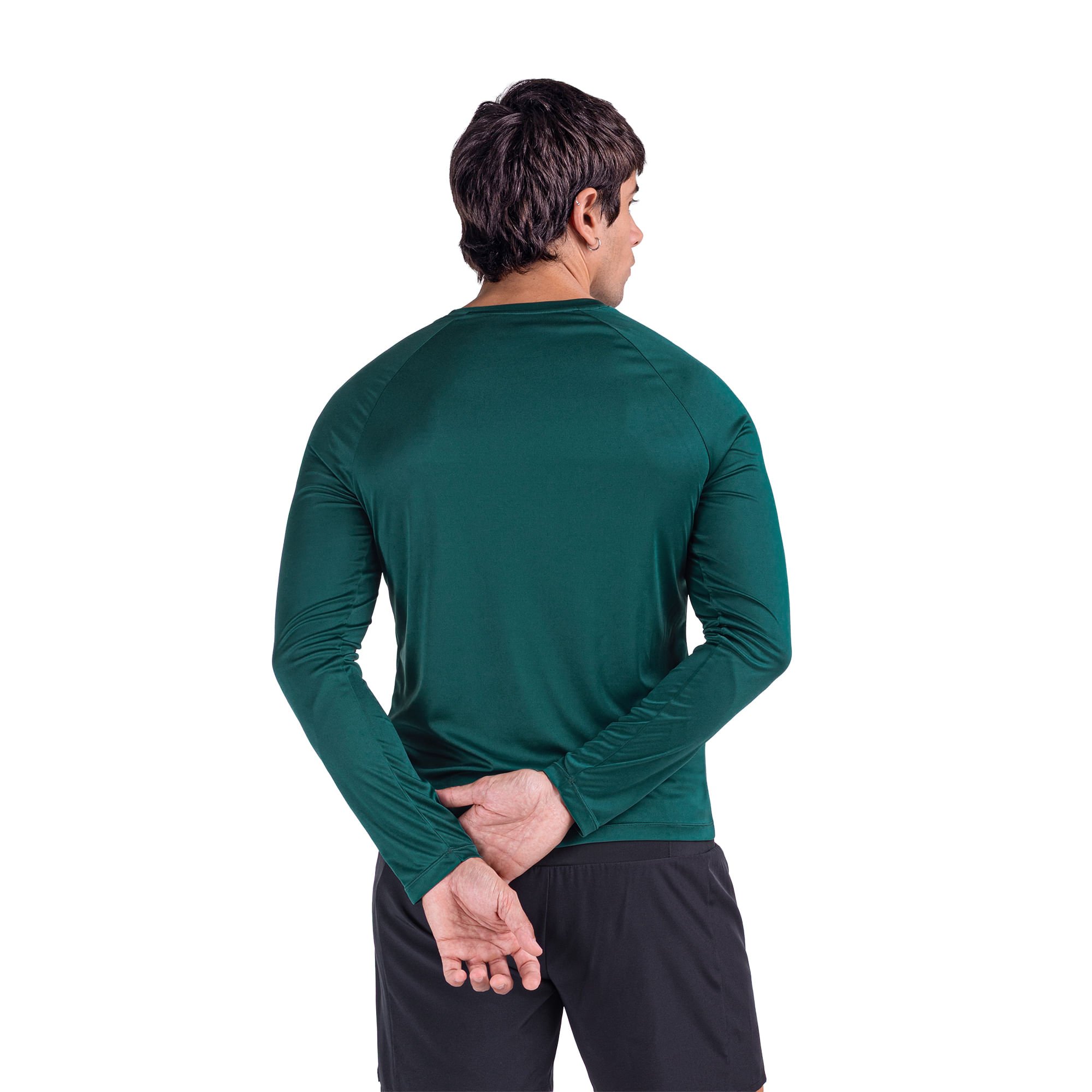 Camiseta Manga Longa de Corrida Mizuno Pro UV 2 Masculina Verde 3