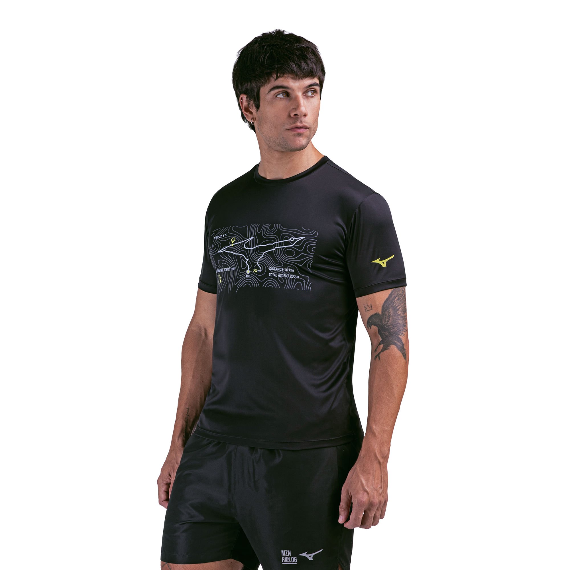 Camiseta de Corrida Mizuno Focus Stamp Masculina Preto 2