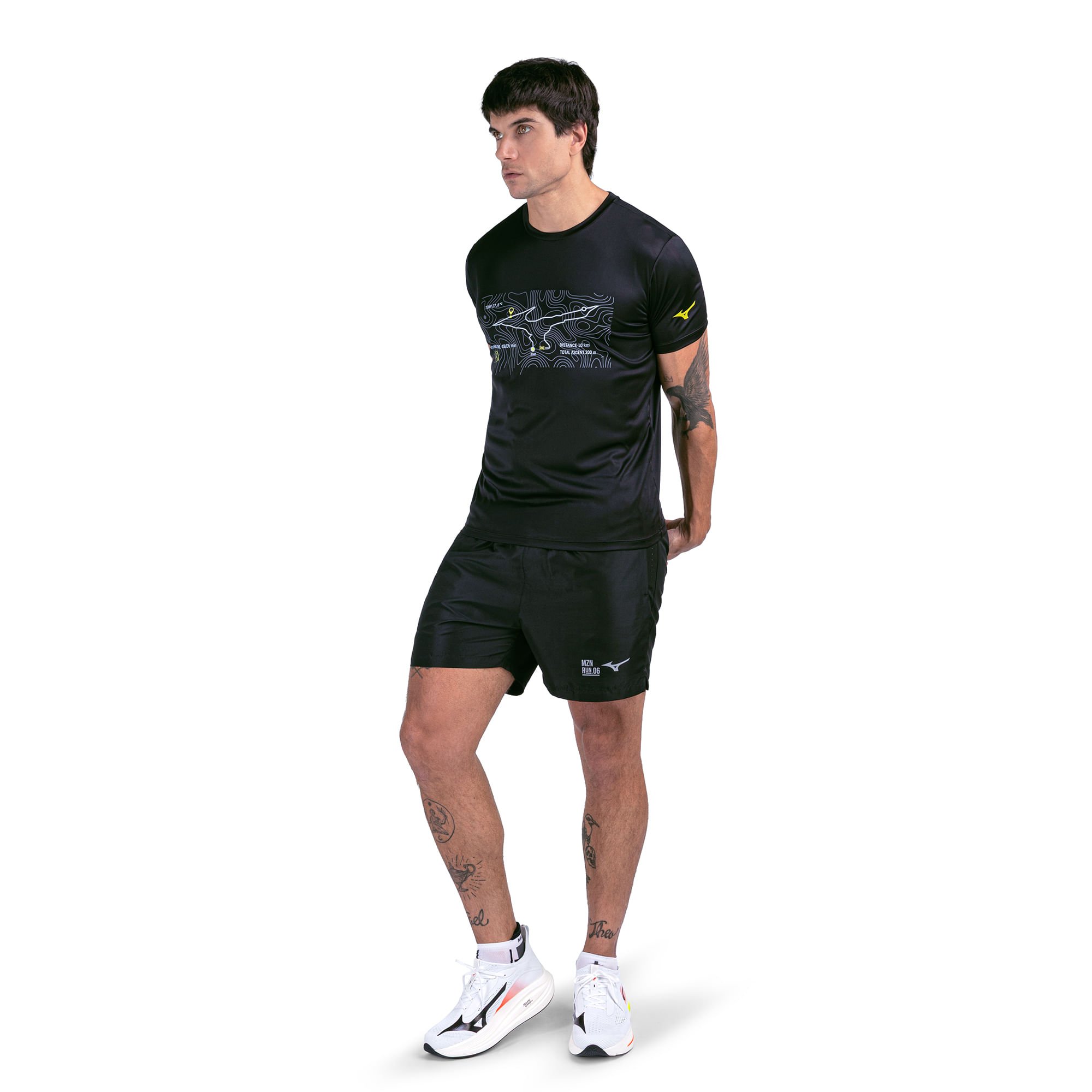 Camiseta de Corrida Mizuno Focus Stamp Masculina Preto 6