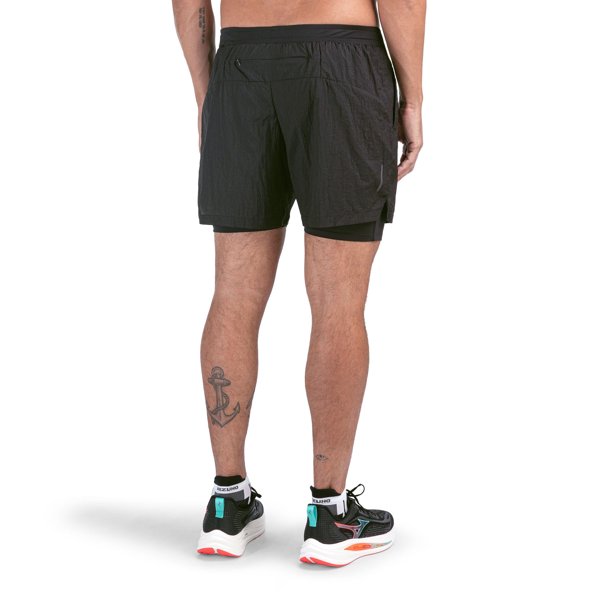 Shorts 2 em 1 de Corrida Mizuno High 3 Masculino Preto 3