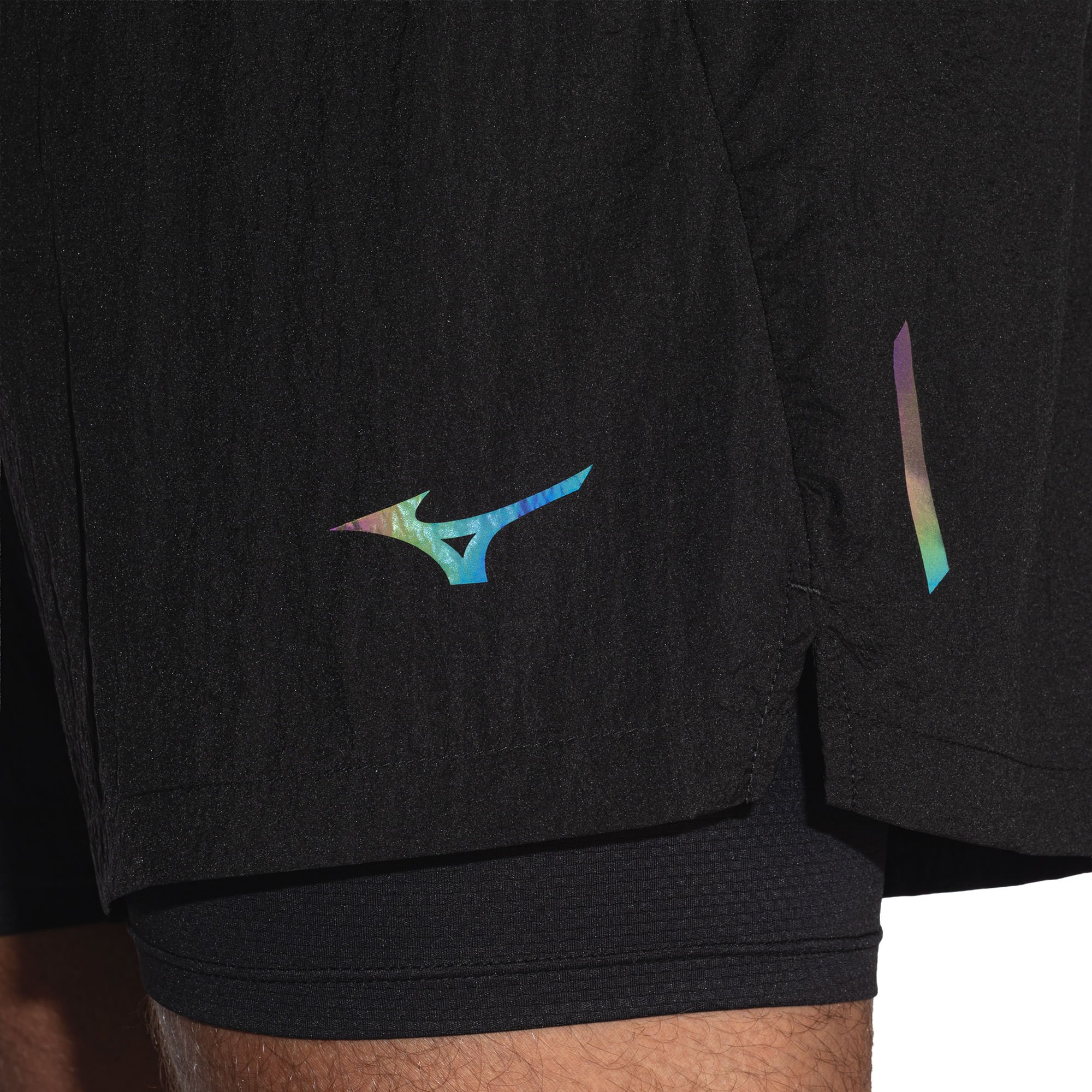 Shorts 2 em 1 de Corrida Mizuno High 3 Masculino Preto 7