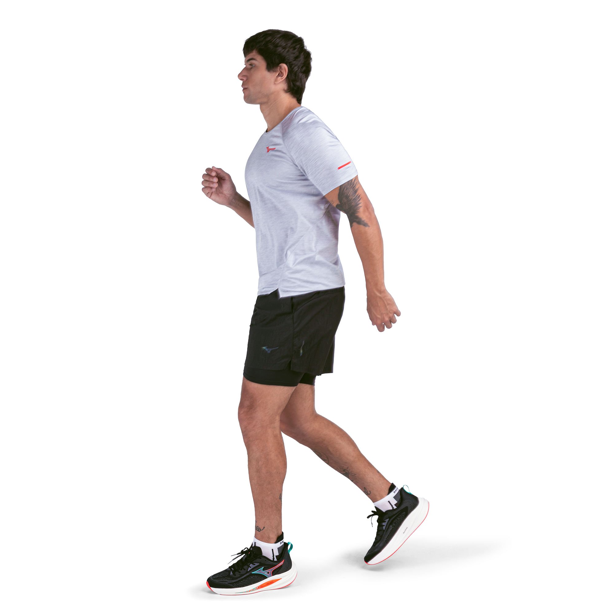 Shorts 2 em 1 de Corrida Mizuno High 3 Masculino Preto 9