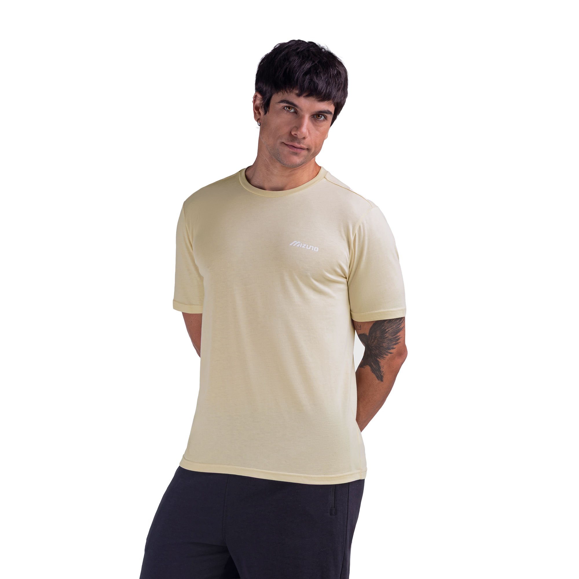 Camiseta Mizuno Basic Logo 2 Masculino Bege 3