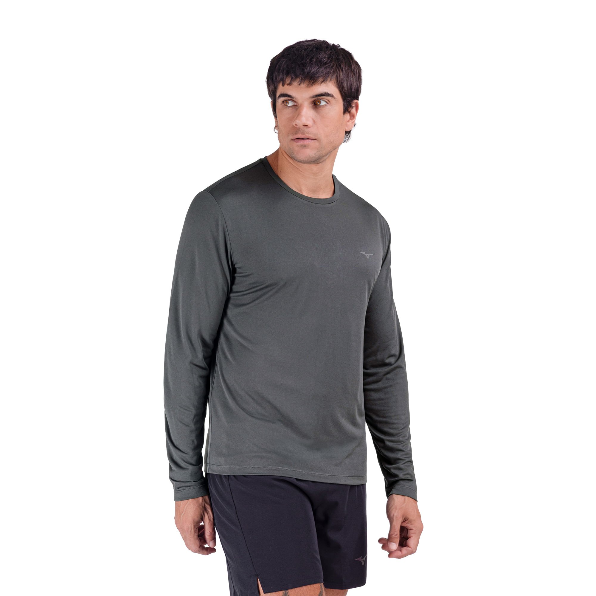 Camiseta de Corrida Manga Longa Mizuno Nirvana Masculina Cinza 2