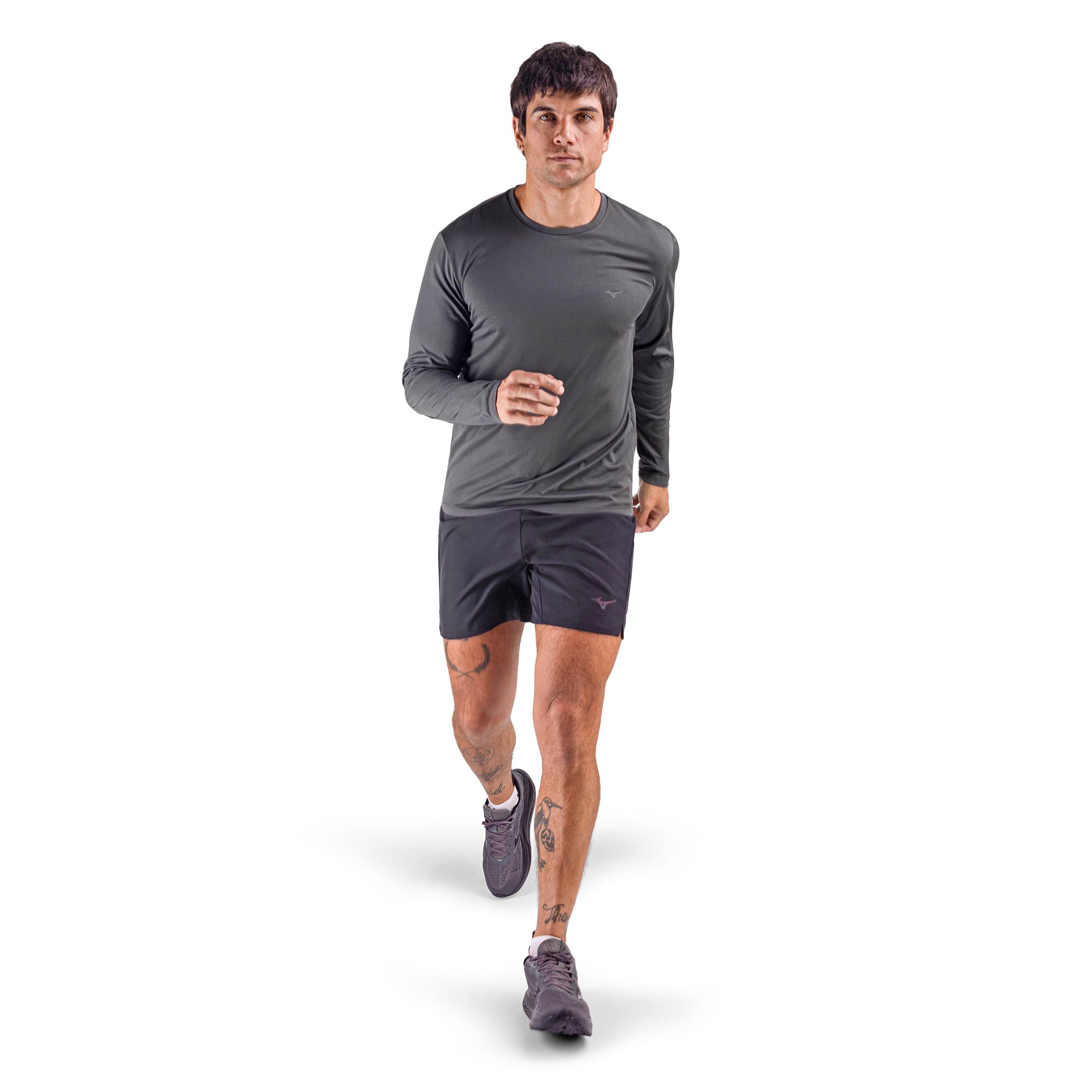 Camiseta de Corrida Manga Longa Mizuno Nirvana Masculina Cinza 4
