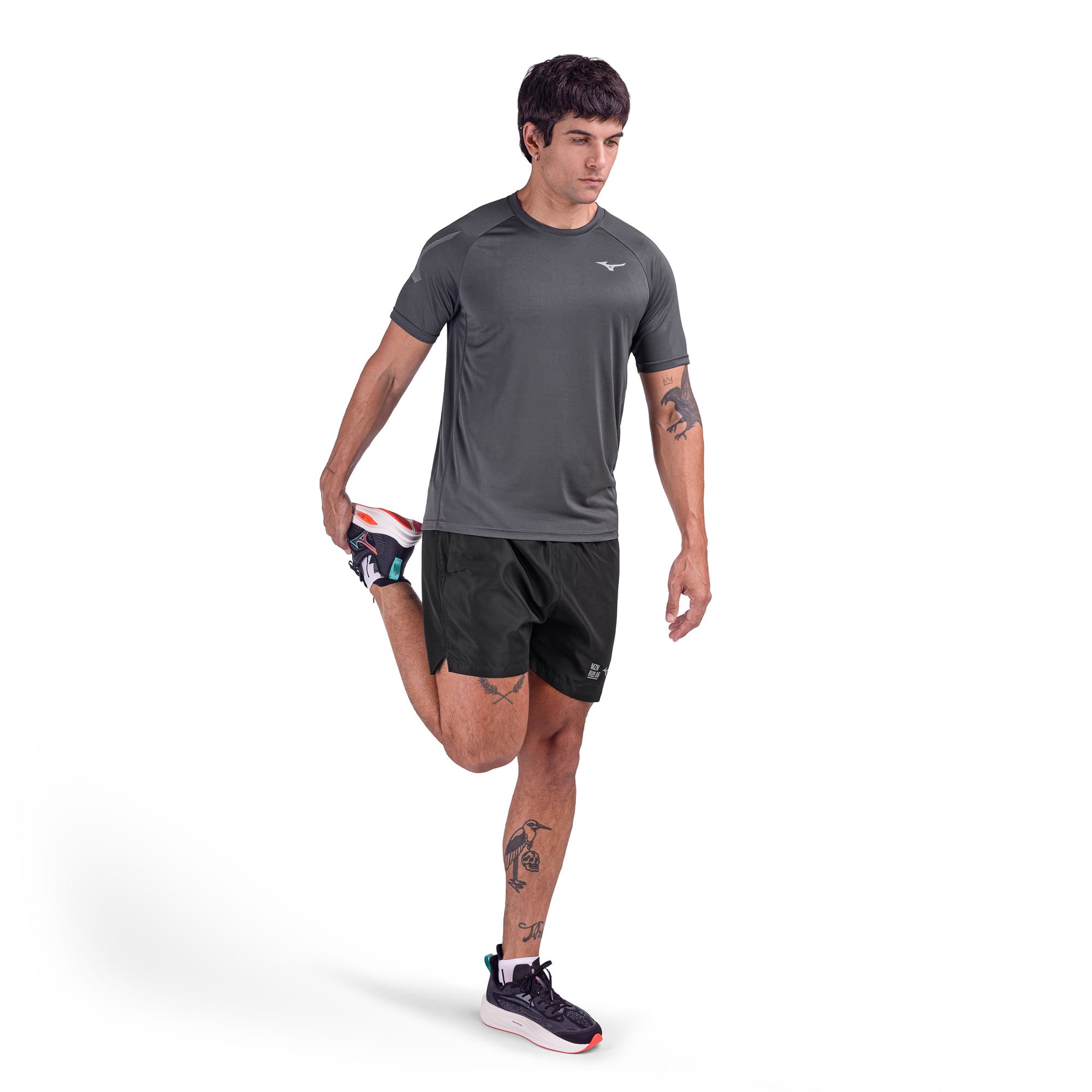 Camiseta de Corrida Mizuno Run Easy 6 Masculina Cinza 5