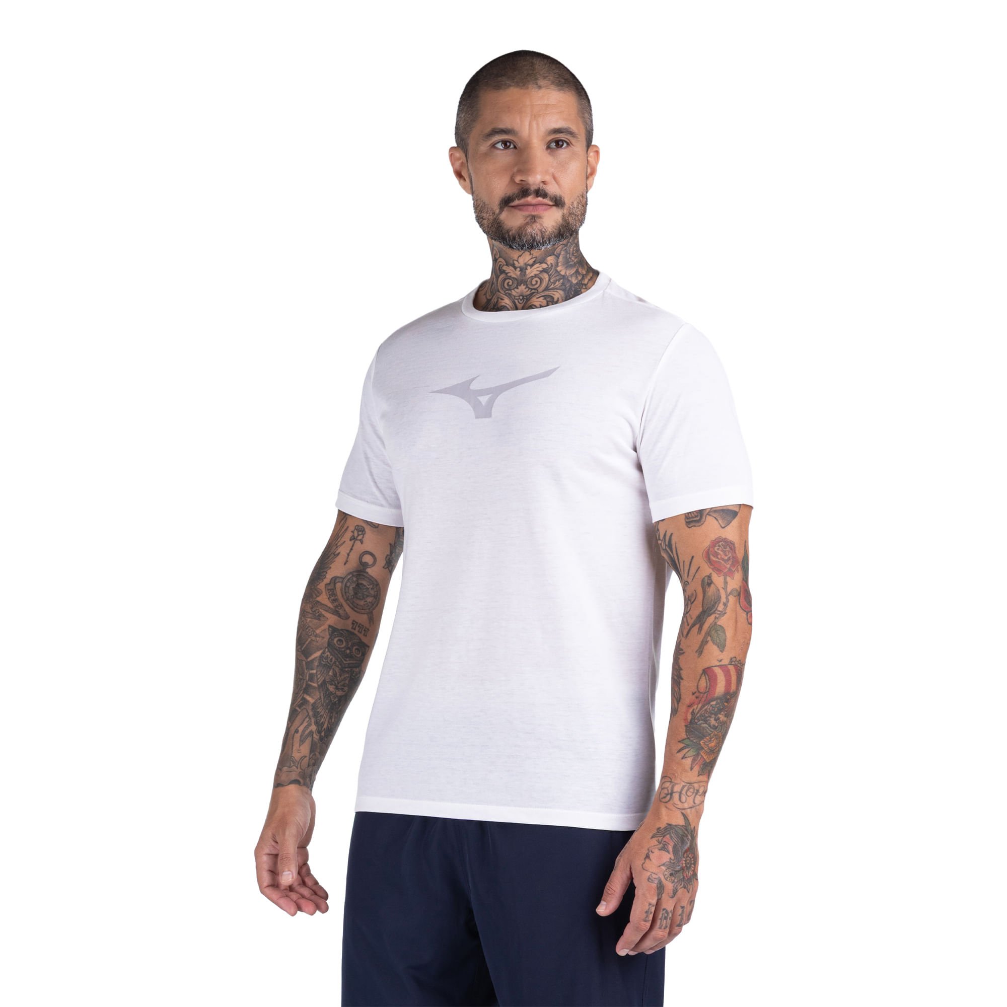 Camiseta de Treino Mizuno Lifestyle Masculina Branco 2