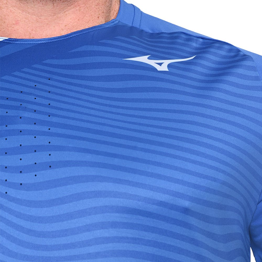 Camiseta de Tennis Mizuno Shadow Graphic Masculina Azul 5