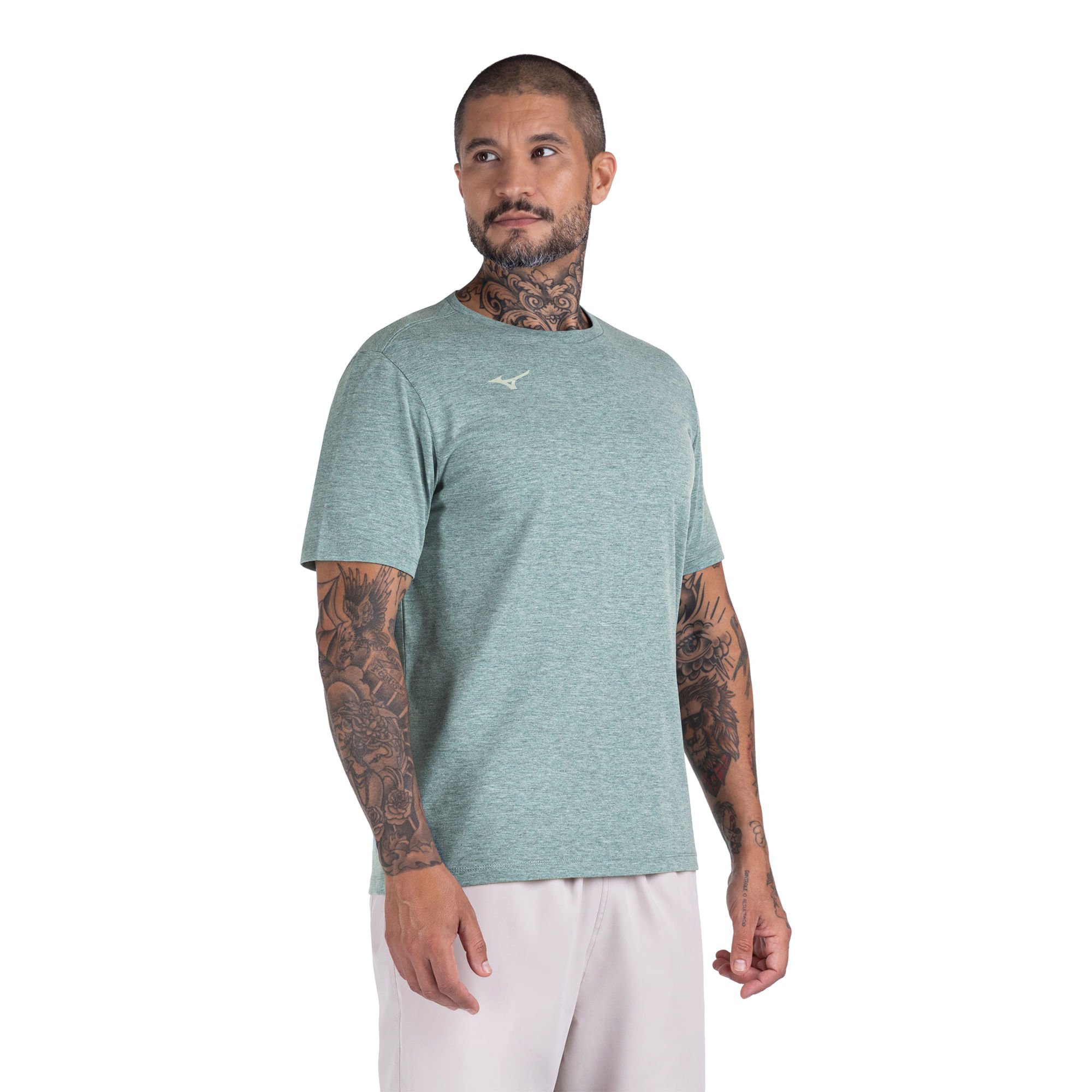 Camiseta de Treino Mizuno Lifestyle Logo Masculina Verde 2