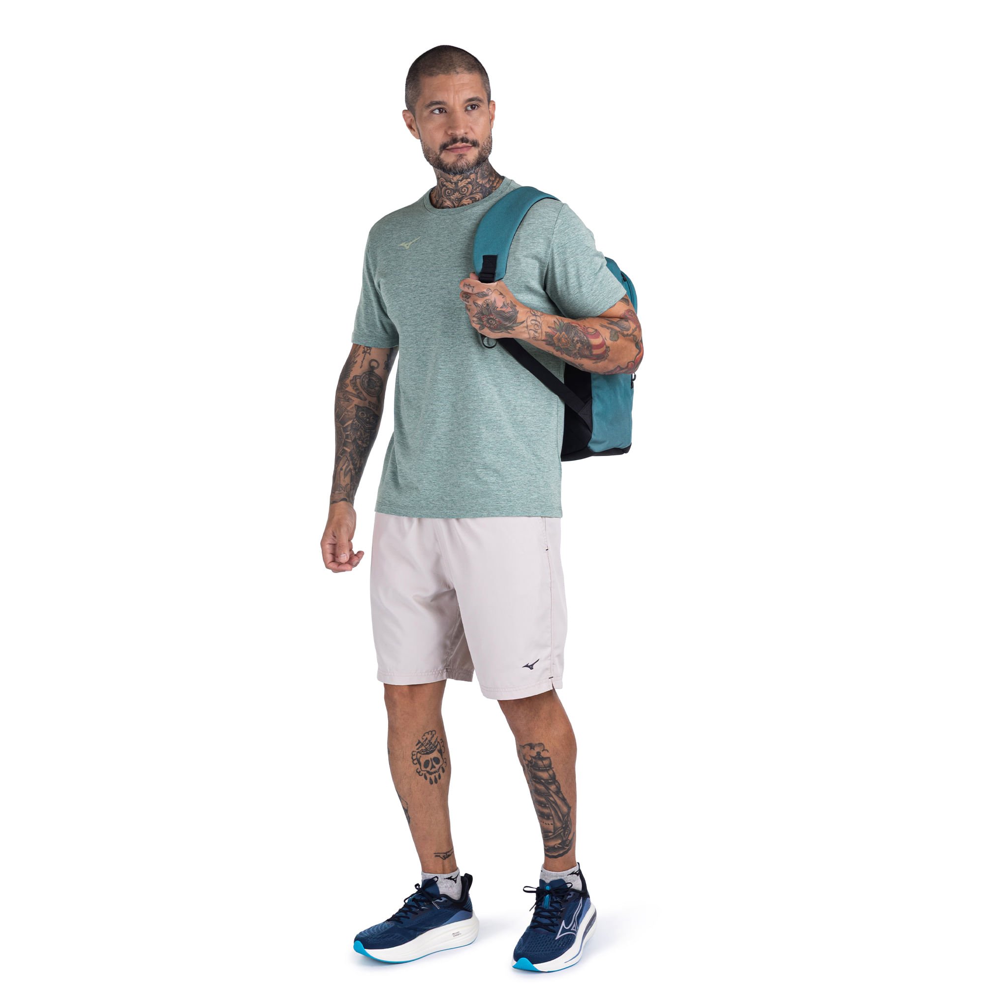 Camiseta de Treino Mizuno Lifestyle Logo Masculina Verde 5