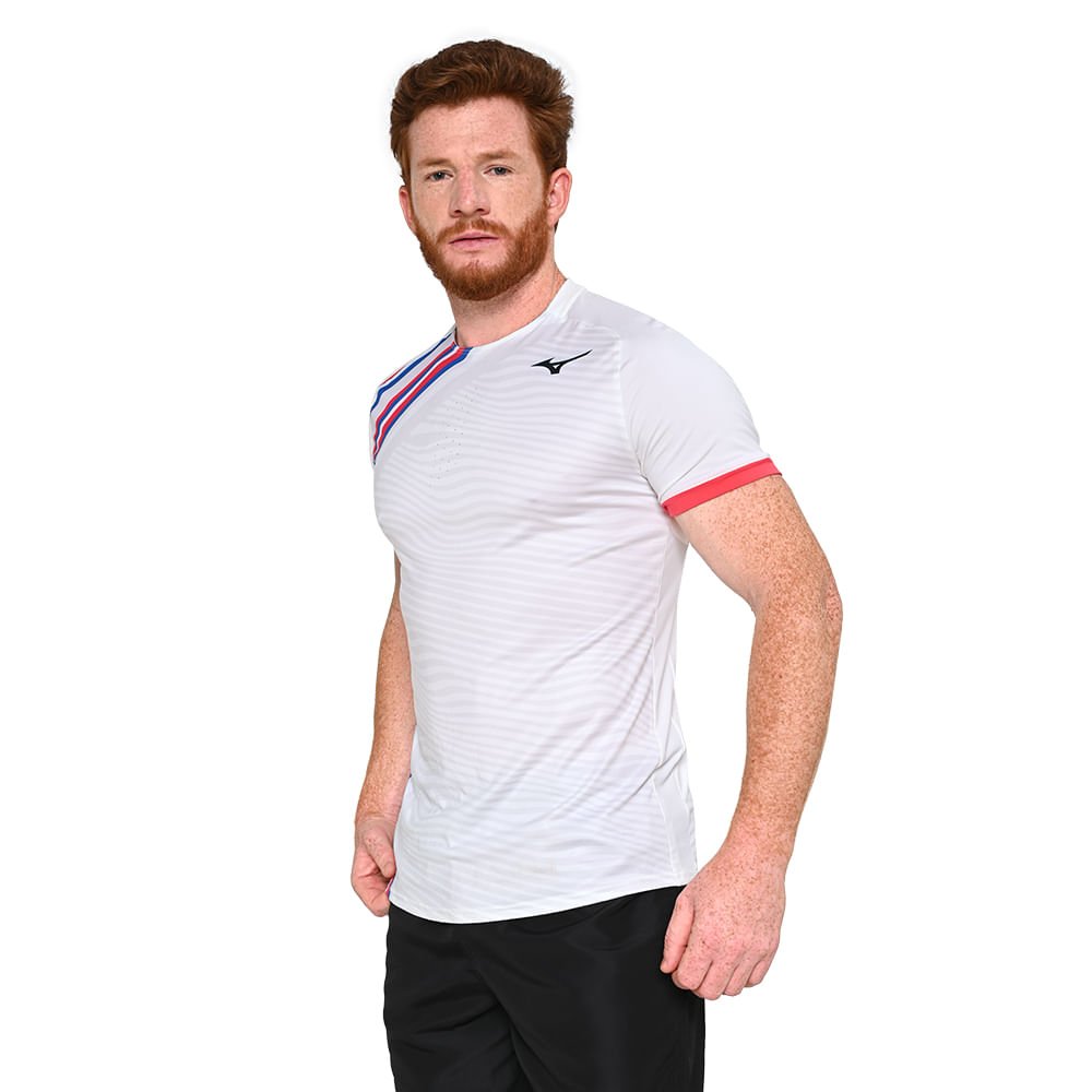 Camiseta de Tennis Mizuno Shadow Graphic Masculina Branco 2