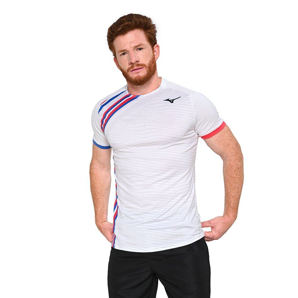 Camiseta de Tennis Mizuno Shadow Graphic Masculina Branco 3