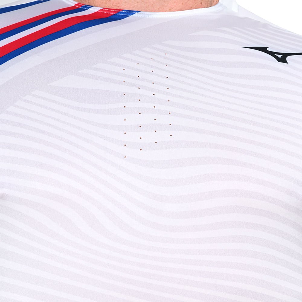 Camiseta de Tennis Mizuno Shadow Graphic Masculina Branco 5