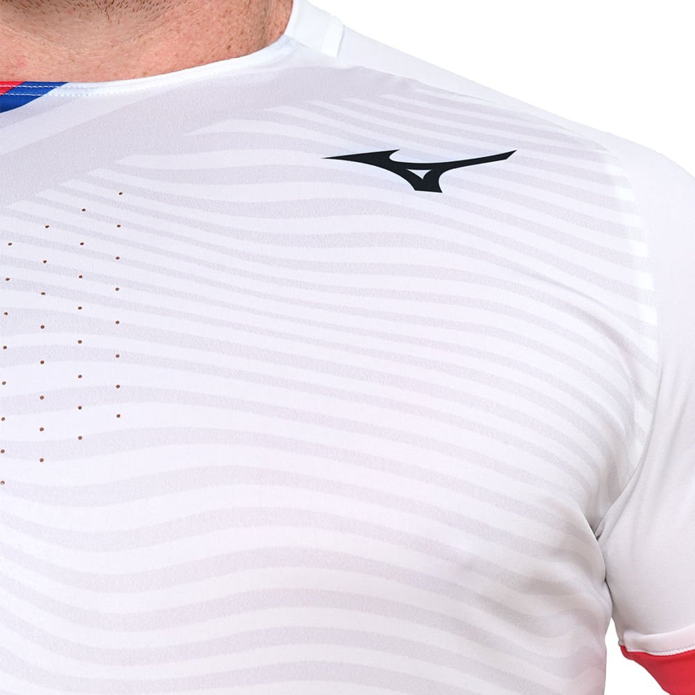 Camiseta de Tennis Mizuno Shadow Graphic Masculina Branco 6