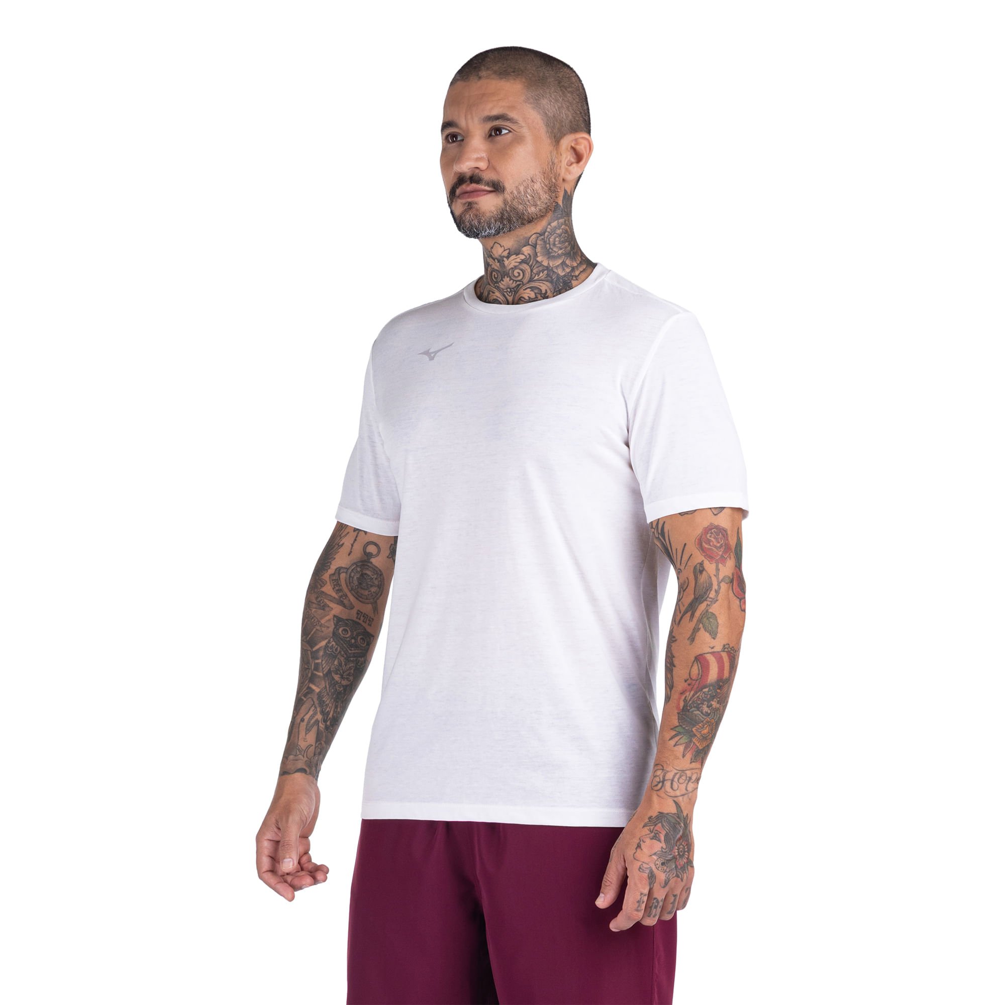 Camiseta de Treino Mizuno Lifestyle Logo Masculina Branco 2