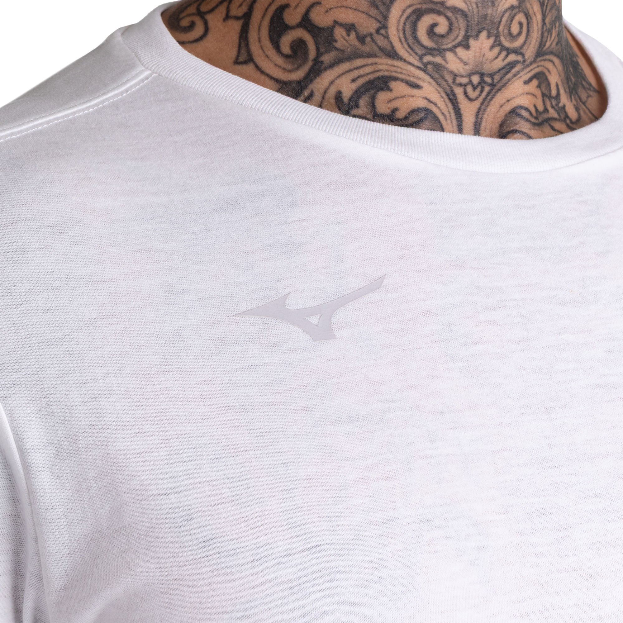 Camiseta de Treino Mizuno Lifestyle Logo Masculina Branco 4