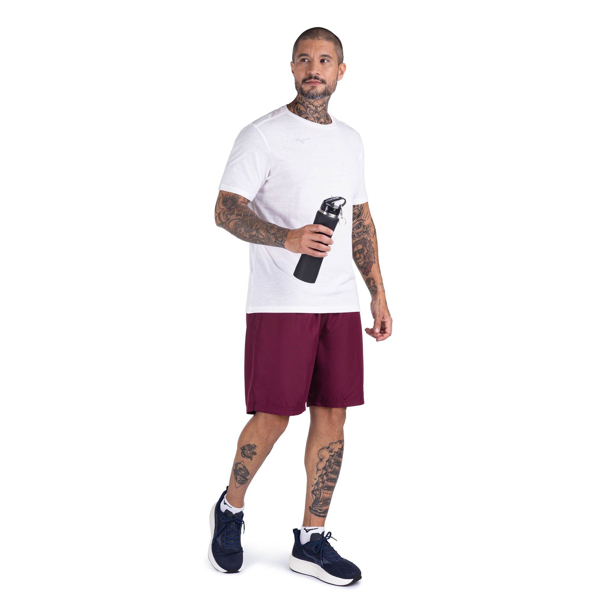 Camiseta de Treino Mizuno Lifestyle Logo Masculina Branco 5