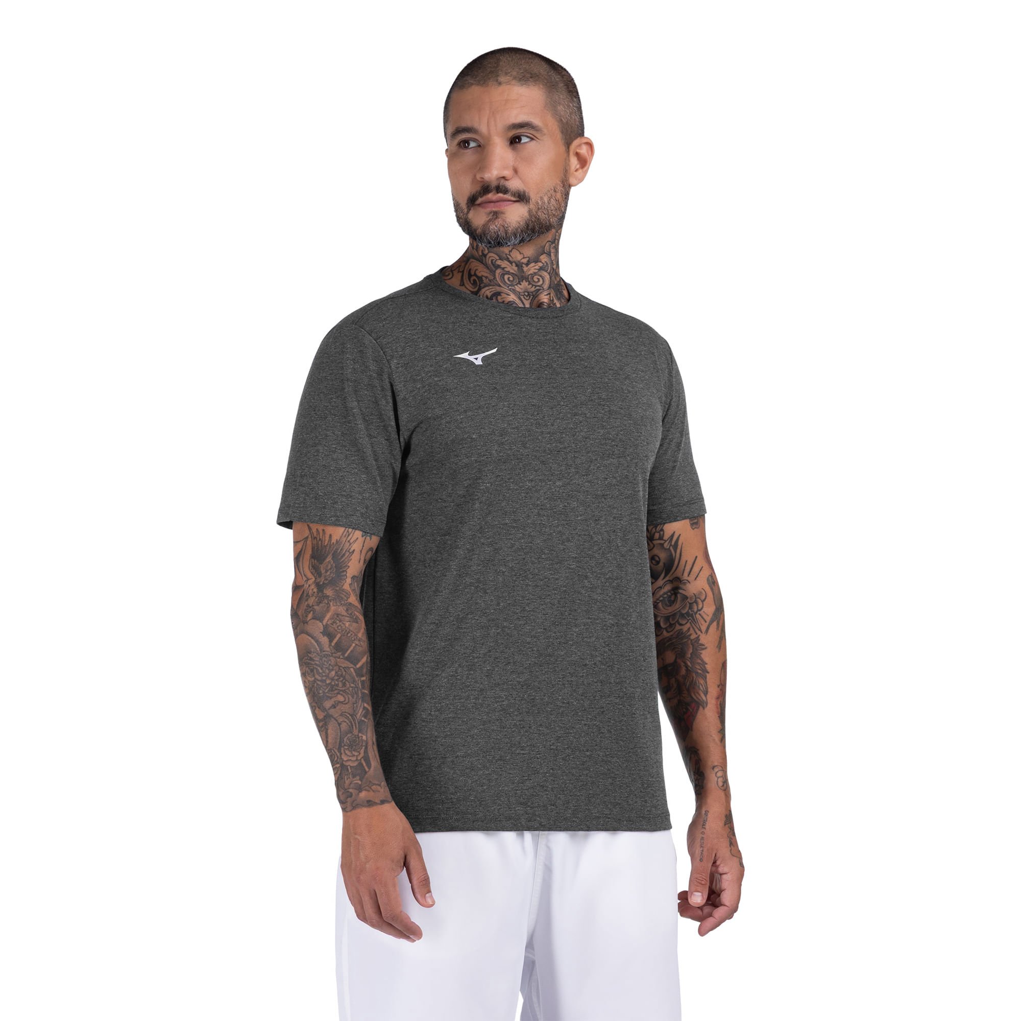 Camiseta de Treino Mizuno Lifestyle Logo Masculina Cinza 2
