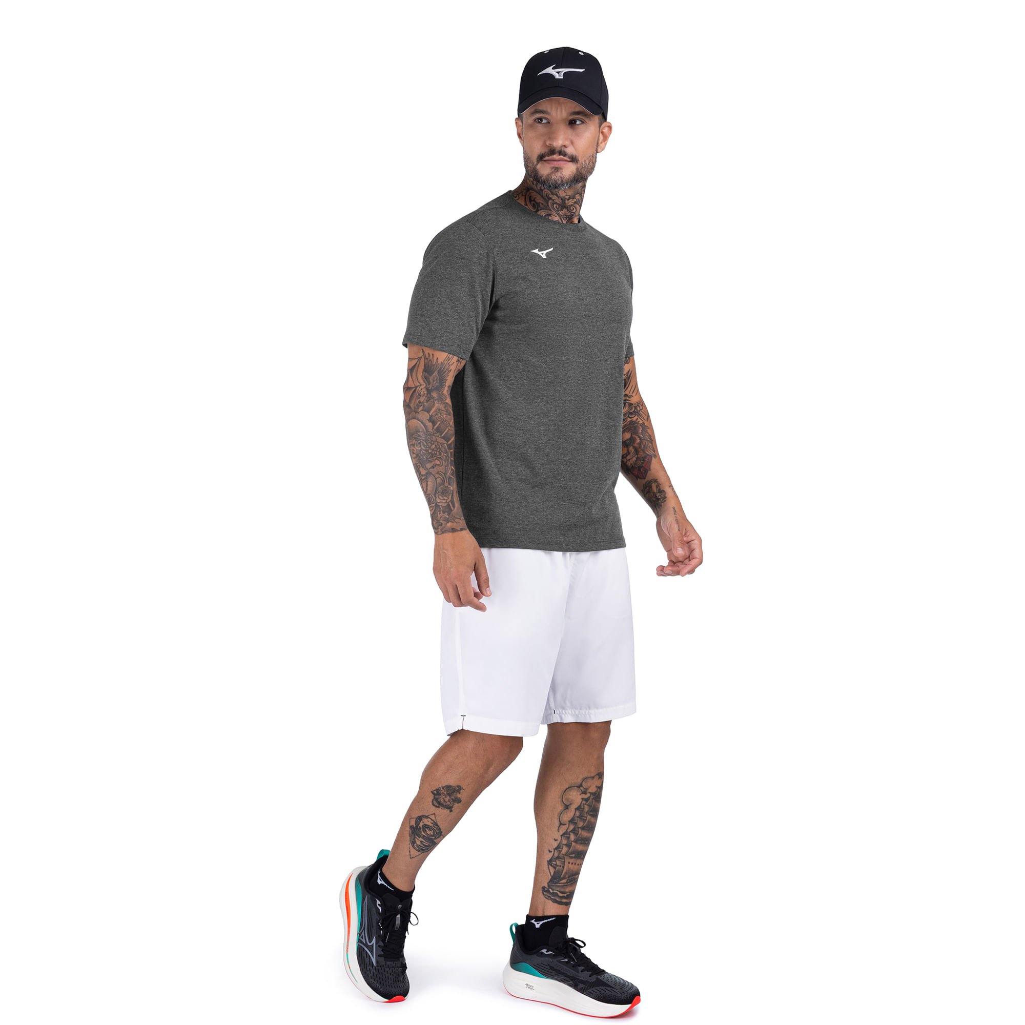 Camiseta de Treino Mizuno Lifestyle Logo Masculina Cinza 5