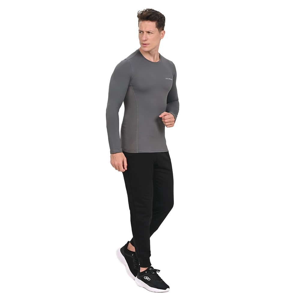 Camiseta Manga Longa Flex Compression Olympikus Masculina Cinza 2