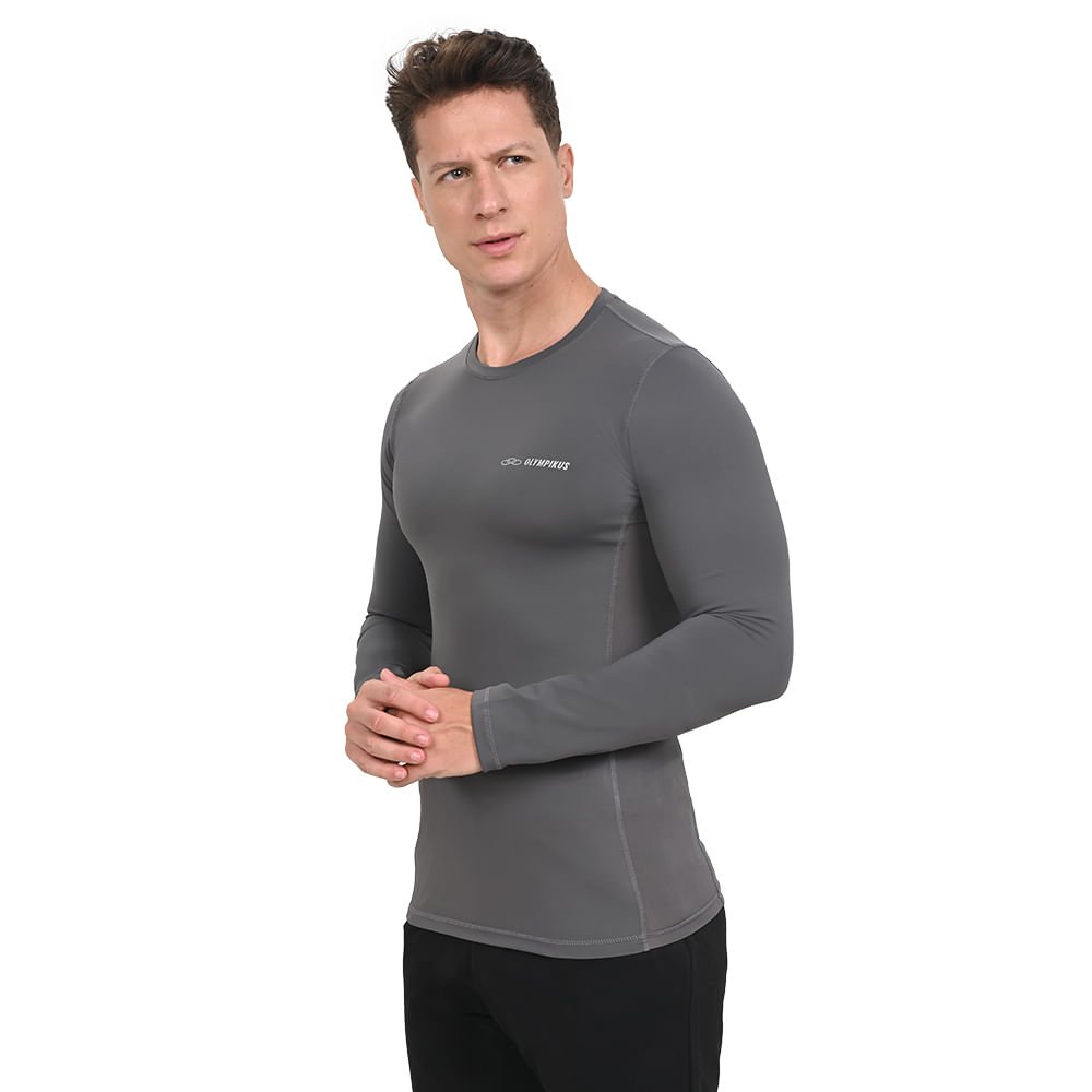 Camiseta Manga Longa Flex Compression Olympikus Masculina Cinza 3