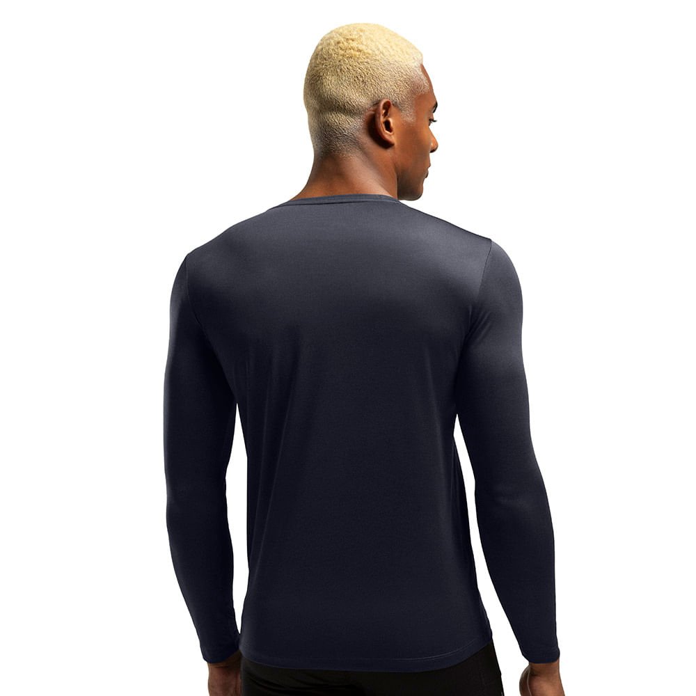 Camiseta Manga Longa Essential Olympikus Masculina Azul Marinho 3