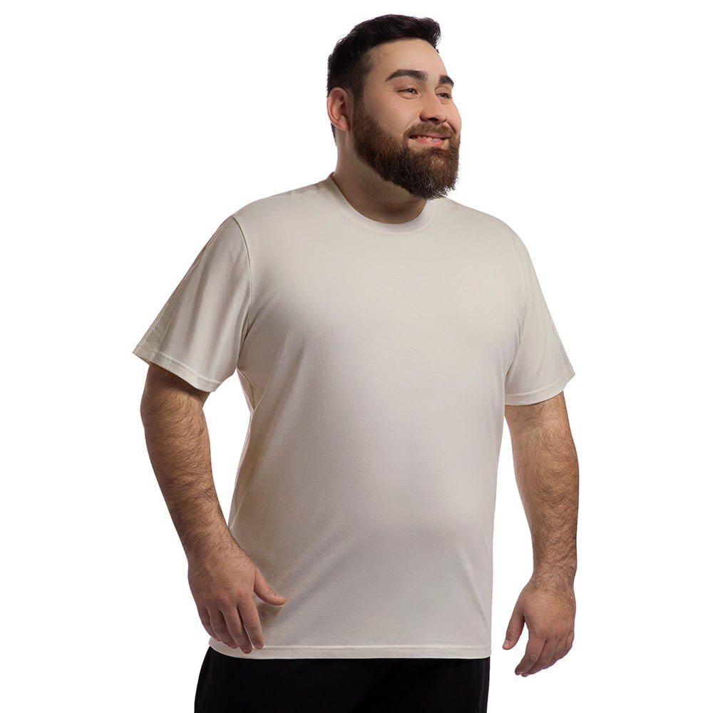 Camiseta Comfy Tape Olympikus Masculina Plus Size Bege 2