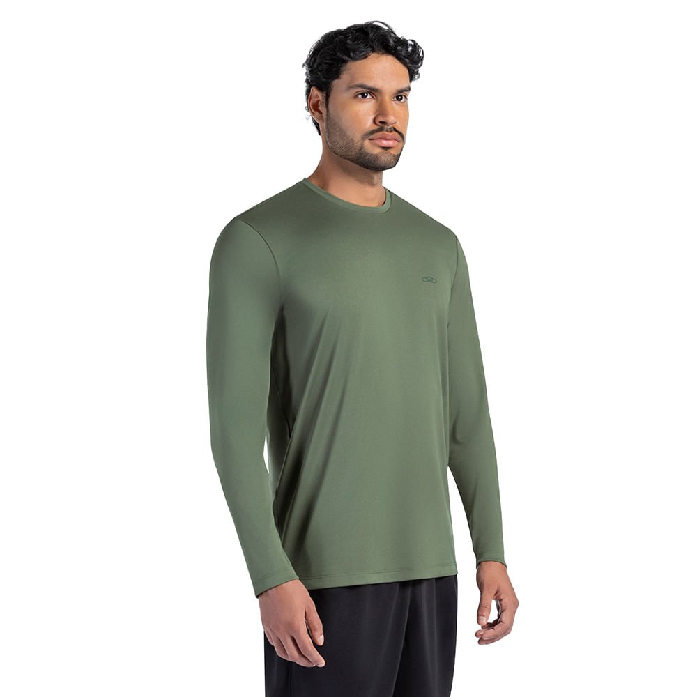 Camiseta Manga Longa Essential Olympikus Masculina Verde 2