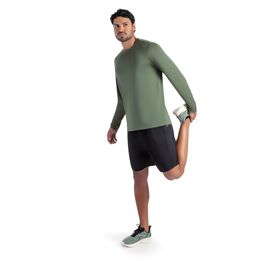 Camiseta Manga Longa Essential Olympikus Masculina Verde 4