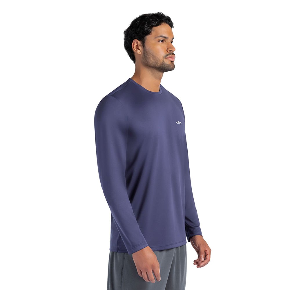 Camiseta Manga Longa Essential Olympikus Masculina Azul 2