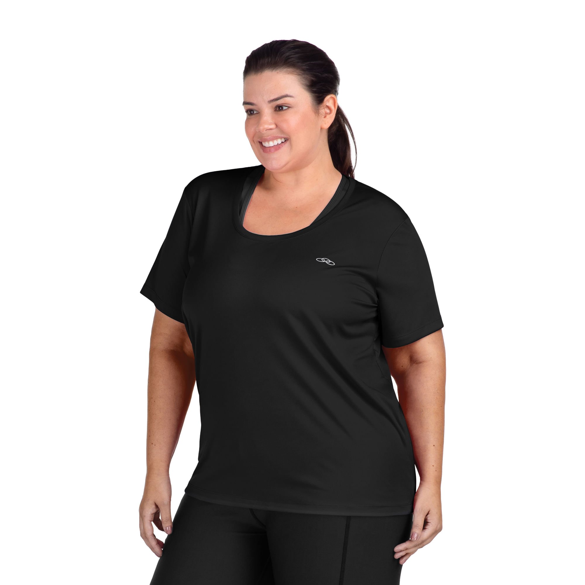 Camiseta Essential Manga Curta Olympikus Plus Size Preto 2