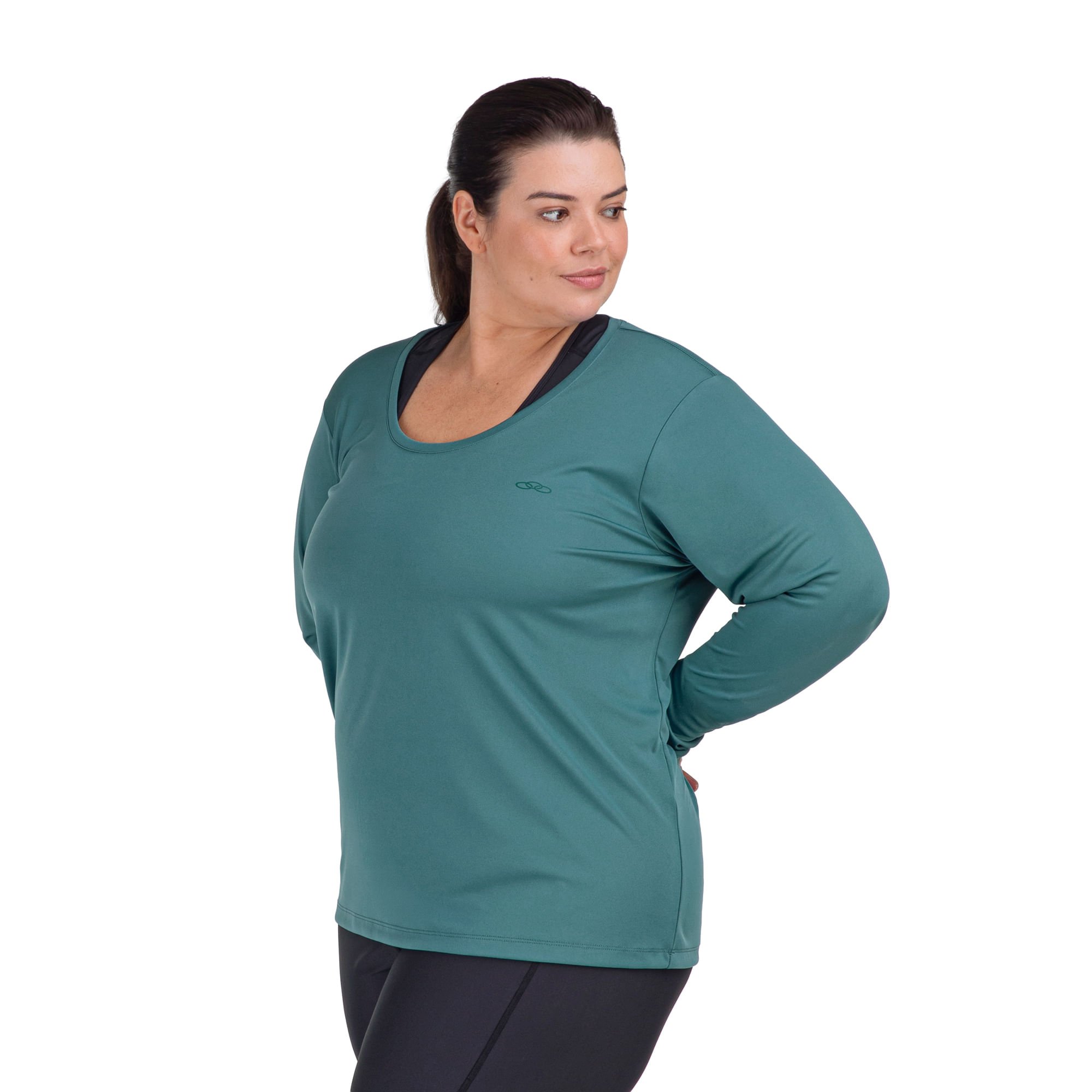 Camiseta Essential Manga Longa Olympikus Plus Size Verde 2