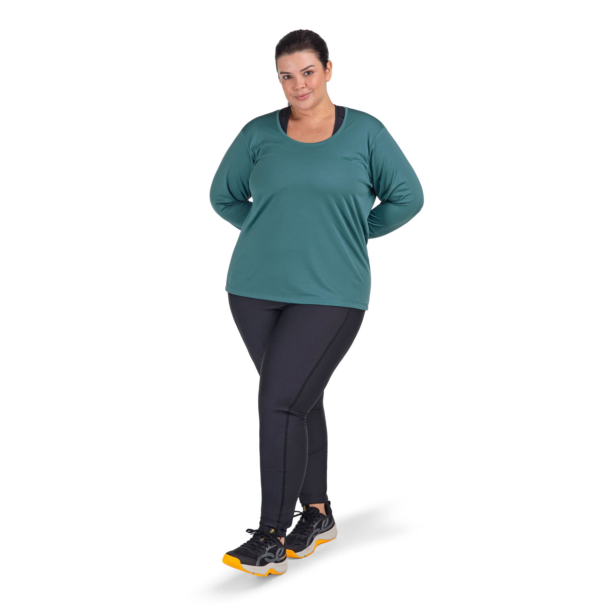 Camiseta Essential Manga Longa Olympikus Plus Size Verde 4