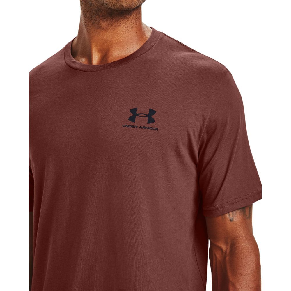 Camiseta de Treino Masculina Under Armour Left Chest Bordô 4
