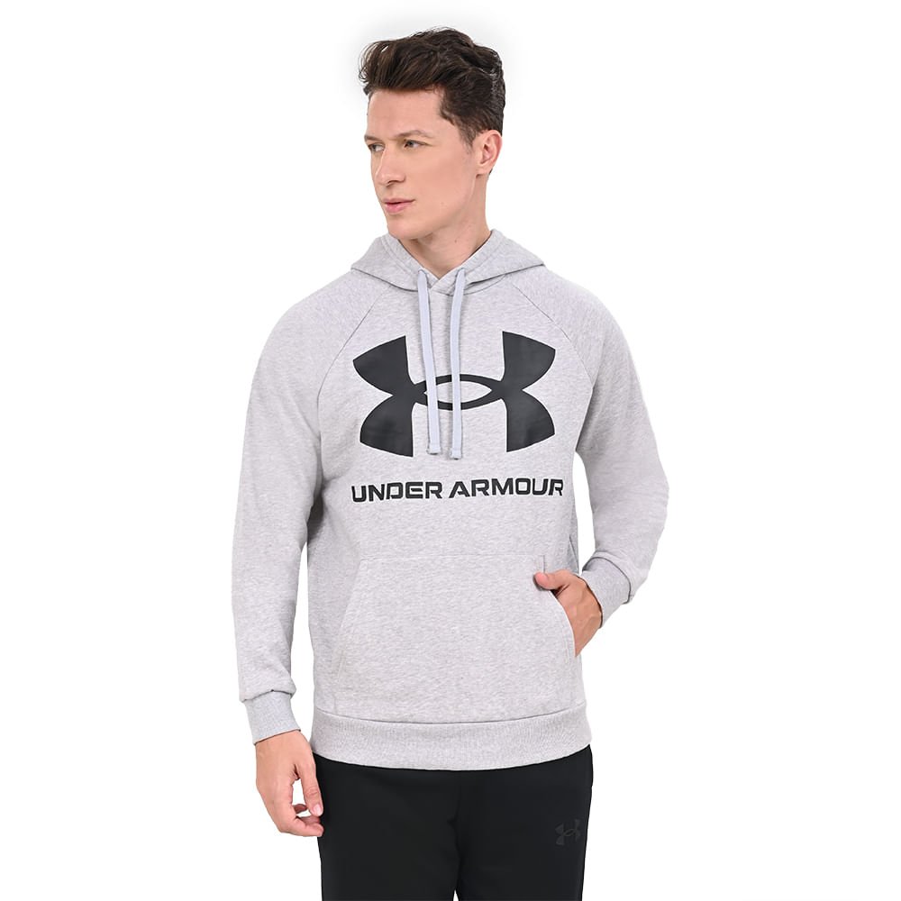 Moletom de Treino Masculino Under Armour Rival Fleece Big Logo HD Cinza 2